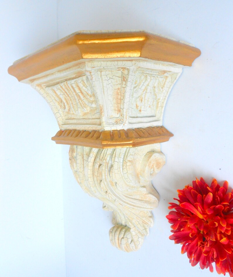 Cream& Gold Wall Shelvewall Sconce Shelf Bracketshelf Sconce Etsy