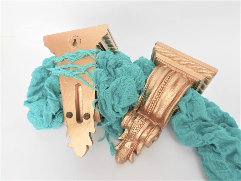 Rose Gold Curtain Sconcescurtain Rod Bracketsdrapery Scarf Etsy