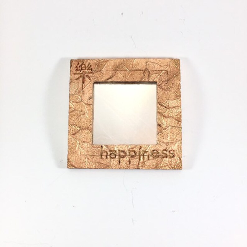 Small Wall Mirror Square For Decor Geometric Copper Frame Accent