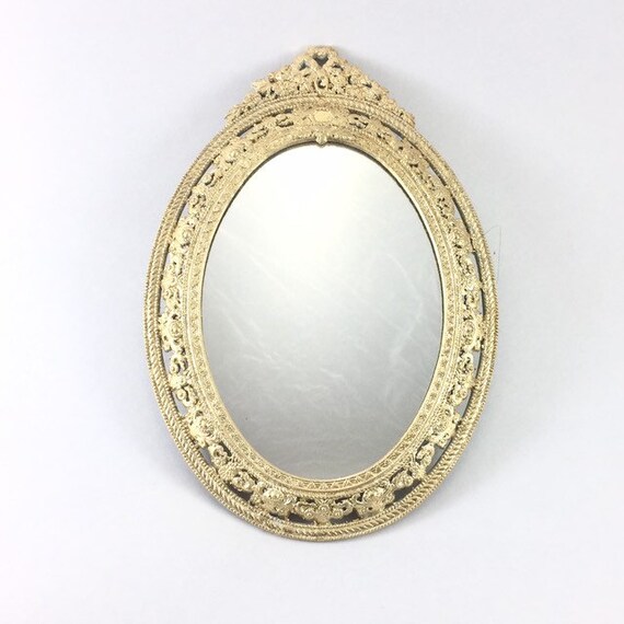 Oval Wall Mirror Small Gold Vintage Style Accent Frame For