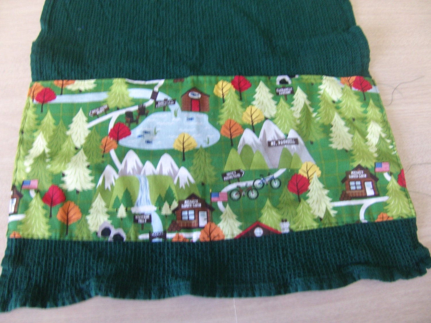 Green Waffle Weave Towel Set in Camping Theme Camping Etsy