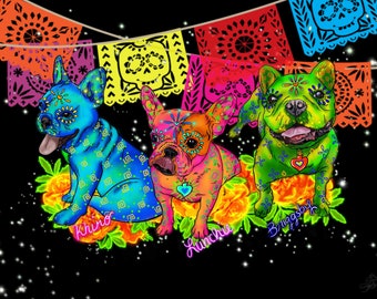 Custom Three Pet Alebrije Portrait: Digital Spirit Guide Art (Digital Download)