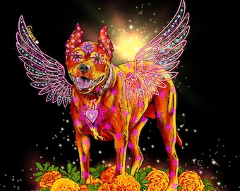 Custom Alebrije Pet Portrait with Wings: Mexican Folk Art (Digital)