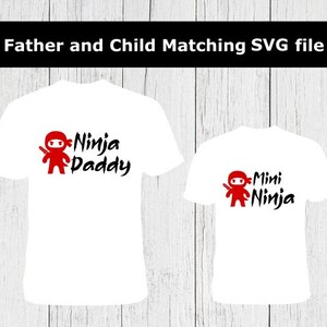 Ninja Daddy SVG, Cricut Silhouette Cut File, Download digitale, Magliette abbinate per bambini per la festa del papà, Cappelli, Maglioni, PNG Fai da te per papà