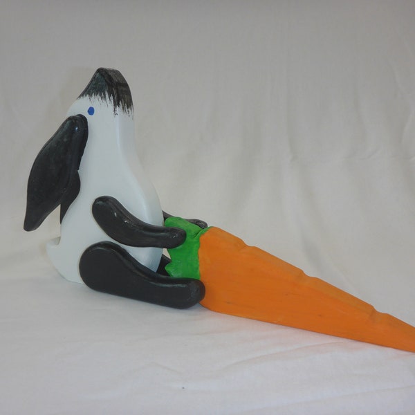 Doorstop, Bunny, Rabbit, Art, Carrot, Non-Toxic, Painted, Gift