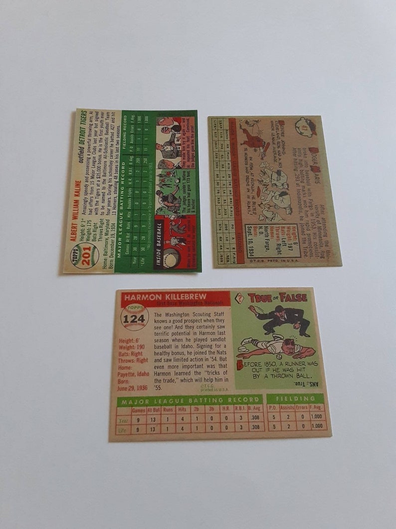 Harmon Killebrew 1955 Topps Reprint Rookie Cards Roger Maris 1958 Al Kaline 1954