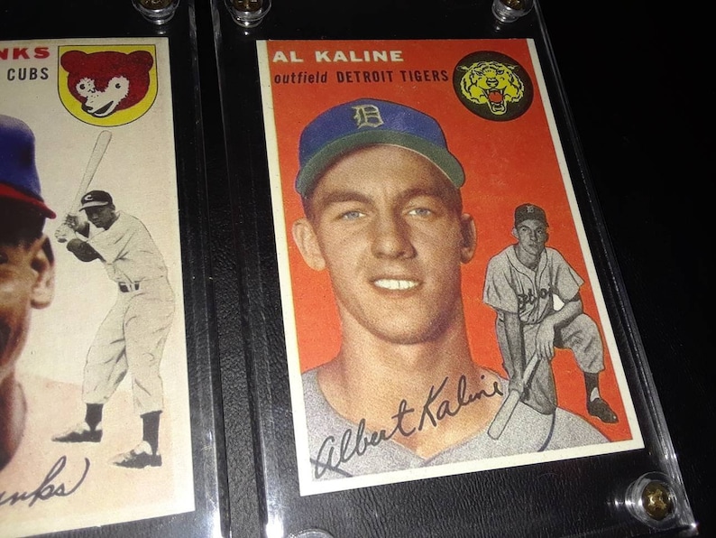 Reprint Rookie Cards In Display Cases Al Kaline Ernie Banks Sandy Koufax Roberto Clemente