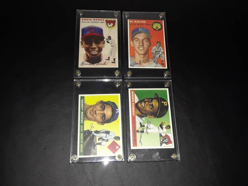 Reprint Rookie Cards In Display Cases Al Kaline Ernie Banks Sandy Koufax Roberto Clemente