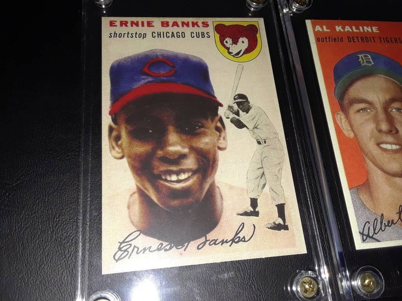 Reprint Rookie Cards In Display Cases Al Kaline Ernie Banks Sandy Koufax Roberto Clemente