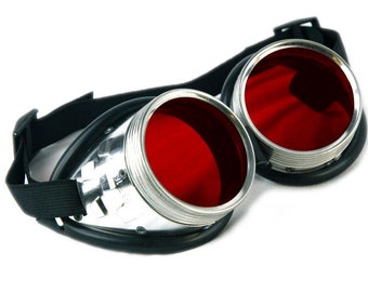 Cyber Space Goggles Schwarz Gläser Bunt Goggle Brille Industrial EBM Gothic 