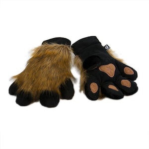 Pawstar Pepper Fox Fur PawMitts - 5 finger fursuit hand paws with removable squeaker