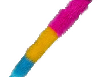 Pawstar Pride Flag Kitty Tail - Belt attachment - Faux fur fluffy furry partial fursuit accessory