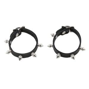 DSF Minx Spiked Wrist Cuff - Real Leather Cyber goth Punk rave Patent fetish bondage Wide - 15201