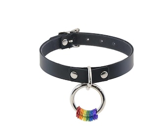 Pawstar Pride Ring Collar - top grain latigo leather