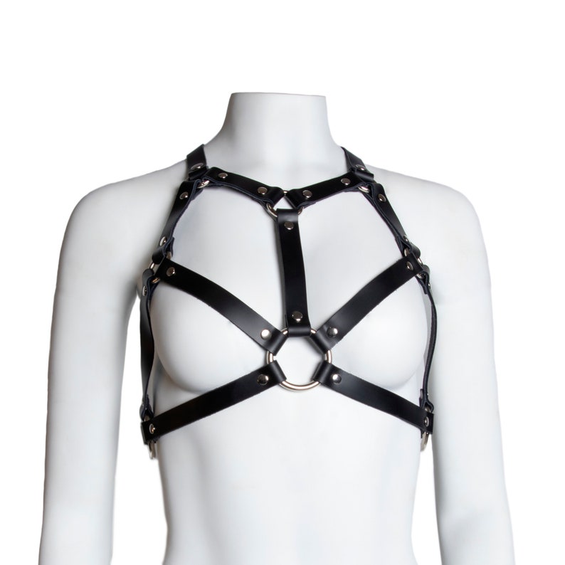 Leather or Vinyl options 15920 DSF Bulldog Unisex Harness Bondage Body Cage Chest Mens Womens black white gray Mature