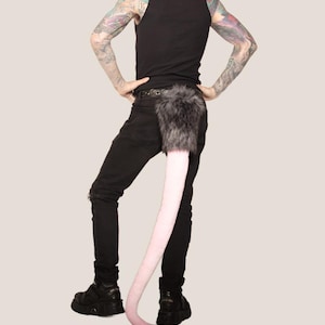 Pawstar Opossum Long Tail - Belt attachment - Faux fur fluffy furry partial fursuit accessory