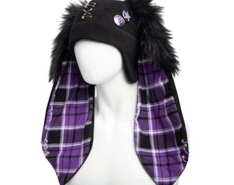 Pawstar Pin Punx MEGA Bunny Hat - fleece animal rabbit ear beanie cap