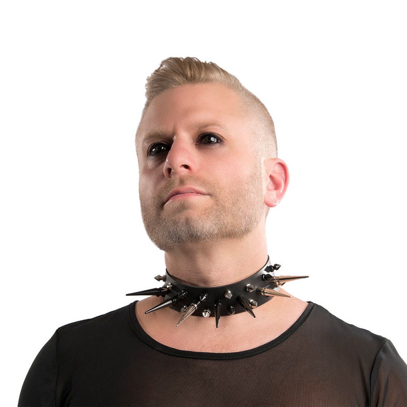 DSF Minefield Spiked Collar Leather Choker 3 Row Heavy Wide - Etsy