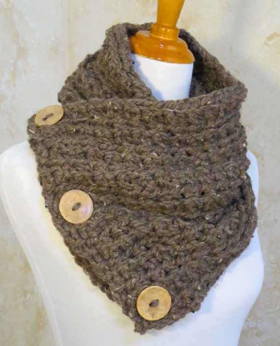 Boston Harber Stil Schal 3 Knopf Schal Taupe Tweed Hakeln Etsy