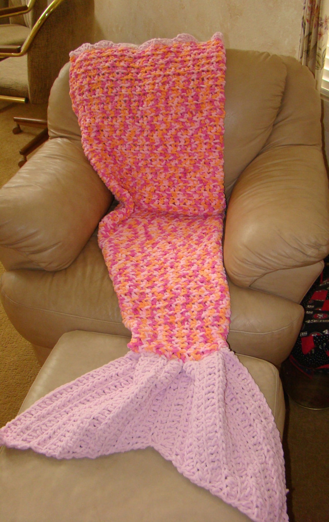 Mermaid Tail Blanket Pink and Orange Mermaid Tail Blanket Etsy