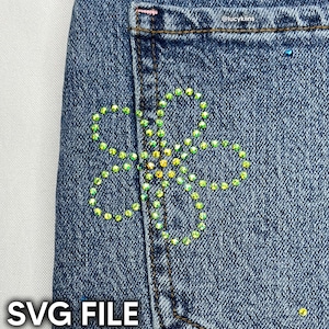 Arquivo SVG digital com strass e flor de margarida estilo anos 2000