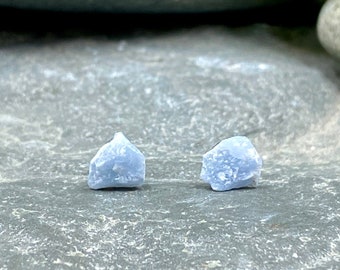 Raw Blue Angelite Gemstone Stud Earrings / Raw Sky Blue Angelite / Angelite Jewelry / Healing Jewelry / Gemstone Stud Earrings