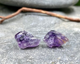 Raw Amethyst Gemstone Studs / Amethyst Healing Gemstone Earrings / Purple Gemstone Jewelry / Amethyst Gemstone Jewelry / February Birthstone