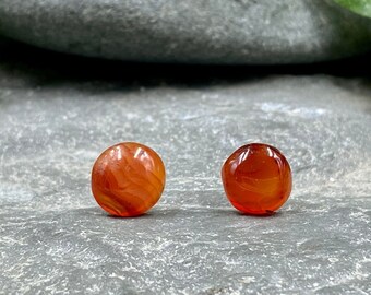 Tumbled Polished Orange Agate Stud Earrings / Orange Agate Gemstone / Agate Jewelry / Orange Gemstone / Gemstone Stud Earrings