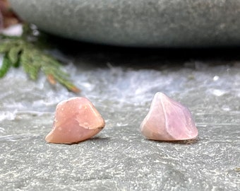 Polished Pink Opal Stud Earrings / Pink Opal Gemstone / Pink Opal Jewelry / Pink Gemstone / Gemstone Jewelry / Gemstone Stud Earrings