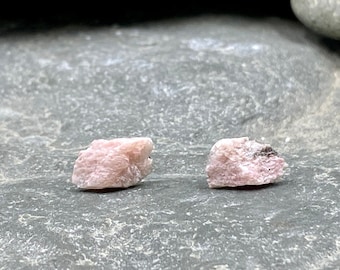 Pink Kunzite Gemstone Stud Stainless Steel Earrings / Raw Kunzite / Kunzite Stone Jewelry / Hypoallergenic Earrings / Gemstone Earrings