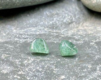 Aventurine Stud Stainless Steel Earrings / Tumbled Aventurine / Aventurine Stone Jewelry / Hypoallergenic Earrings / Gemstone Earrings