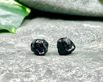 Apache Tear Stud Earrings / Black Obsidian / Black Obsidian Jewelry / Obsidian Gemstone / Gemstone Stud Earrings / Ethically Sourced