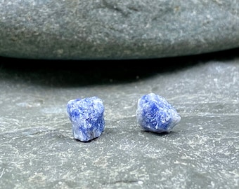 Rough Blue Sodalite Stud Earrings / Raw Sodalite Gemstone / Sodalite Jewelry / Gemstone Jewelry / Gemstone Stud Earrings / Blue Gemstone