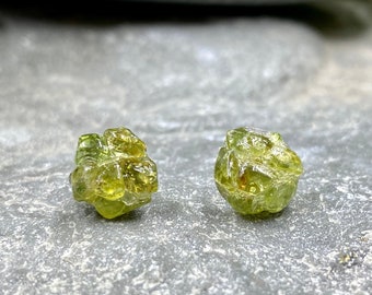 Peridot Gemstone Cluster Studs / Gemstone Studs / Tumbled Crystal Studs / August Birthstone / Green Peridot / Healing Gemstone Jewelry