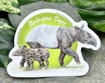 Malayan Tapir Sticker / Animal Conservation Sticker / Save the Malayan Tapir / Donates Tapir Conservation / Endangered Species / Asia