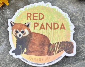 Red Panda Sticker / Animal Conservation Sticker / Save the Red Panda / Donates to Animal Conservation / Red Panda Art / Watercolor Sticker
