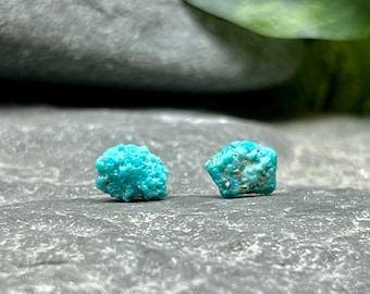 Raw Turquoise Stud Earrings / Real Turquoise Jewelry / Turquoise Jewelry / Healing Gemstone Stud Earrings / December Birthstone Jewelry