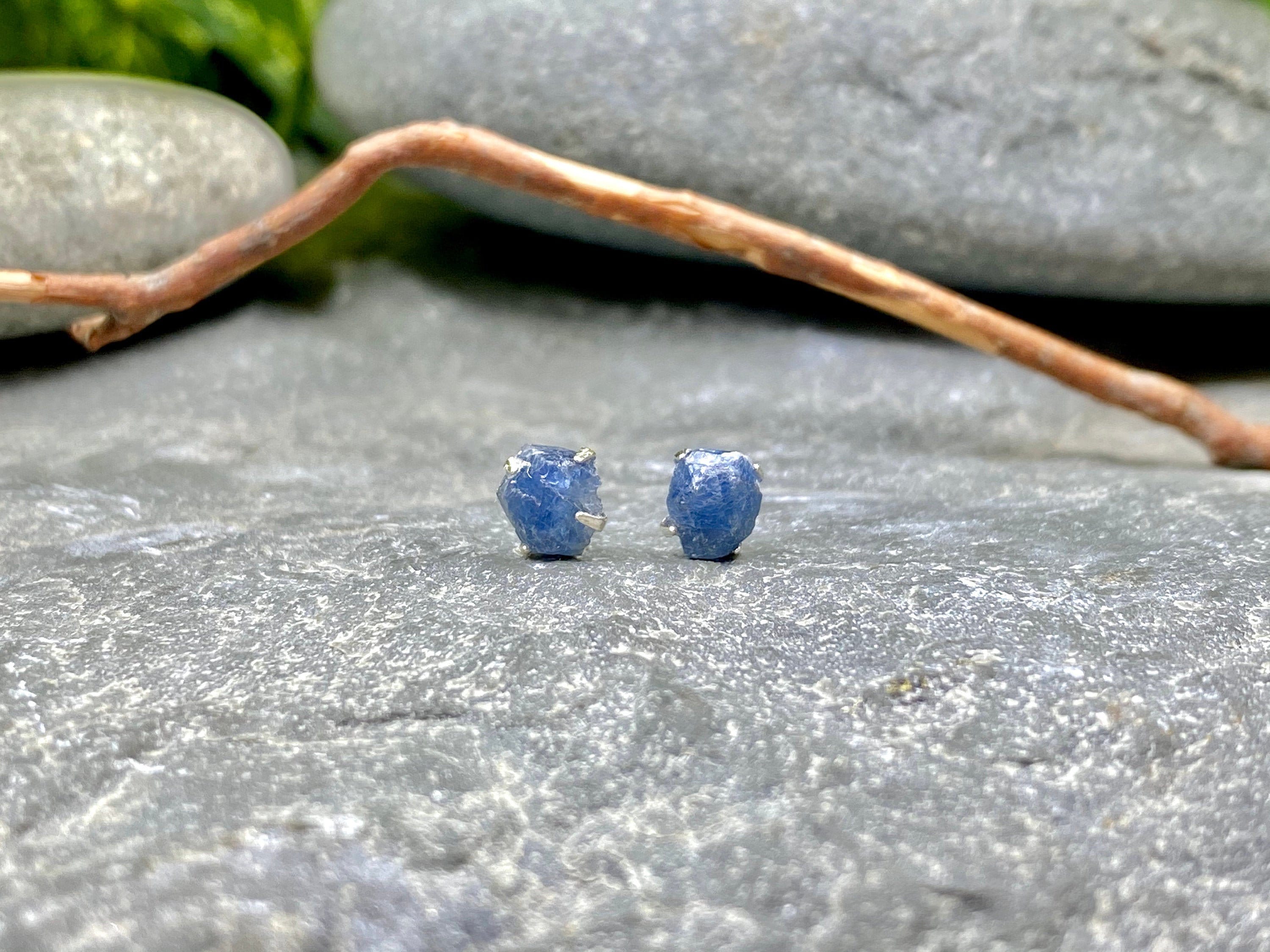 Raw sapphire cheap earrings