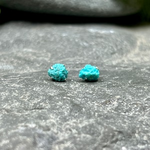 Raw Turquoise Sterling Silver Stud Earrings / Turquoise / Turquoise Jewelry / Healing Gemstone Stud Earrings / December Birthstone Jewelry
