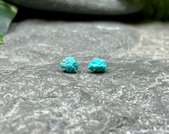 Raw Turquoise Sterling Silver Stud Earrings / Turquoise / Turquoise Jewelry / Healing Gemstone Stud Earrings / December Birthstone Jewelry