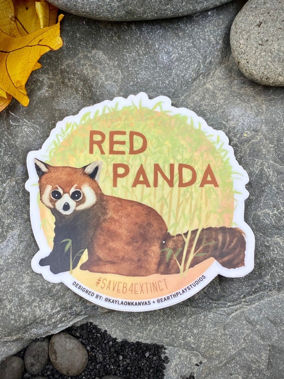 Roter Panda Aufkleber / Tierschutz Aufkleber / Save the Red Panda / Spendet  für den Tierschutz / Roter Panda Kunst / Aquarell Aufkleber - .de