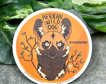 African Wild Dog Sticker / Animal Conservation Sticker / Save the African Wild Dogs / Animal Conservation / Endangered Species / Africa
