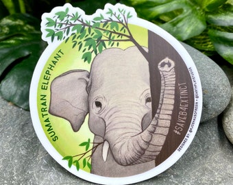 Elephant Sticker / Sumatran Elephant / Animal Conservation Sticker / Save the Elephants / Donates to Animal Conservation / Elephant Art