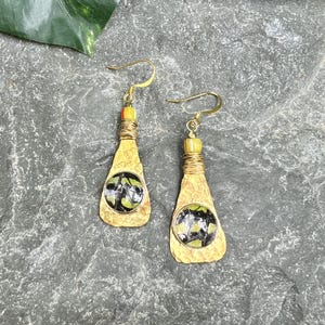 Real Blue Moon Butterfly Wing Earrings | Ethically Sourced Green Butterfly Earrings | Metalsmithed Brass Boho Earrings | Gift for her