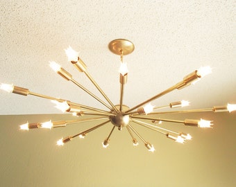 Large 24 Arm Sputnik Light - Atomic - Mid Century - Starburst Chandelier - UL Listed - Dining Light - Living Room