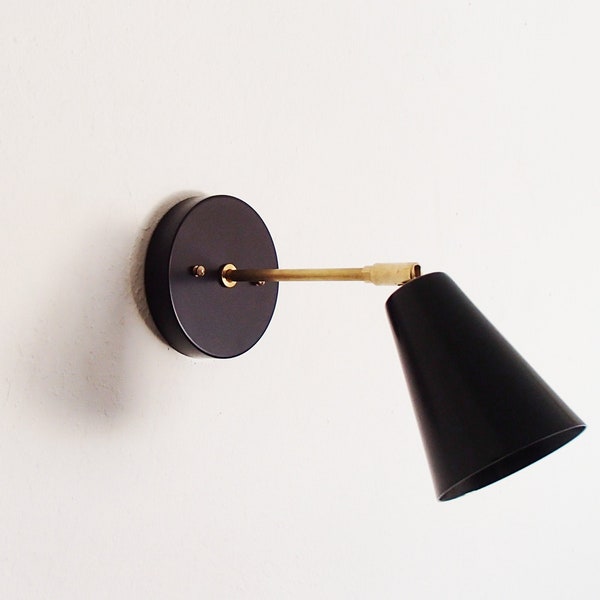 Modern Extended Wall Sconce - Mid Century - Atomic - Swivel Cone Shade - Bedroom Lighting - Bathroom - Contemporary