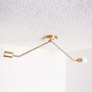 Modern Flush Mount - Brass Ceiling Light - Minimalist - Slim Twin - Hallway Lighting - Living Room - UL Listed