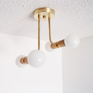 Modern Ceiling Light - Brass Flush Mount - Offset Stepped - Contemporary - Minimalist - Hallway Lighting - Bedroom - Dining Room - UL LISTED