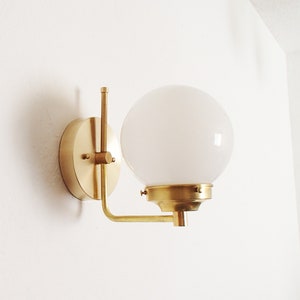 Brass Modern Sconce - Minimalist - Glass Globe Shade - Bedside - Entryway Light - Rustic - Hallway - Kitchen Lighting - Bathroom - UL Listed