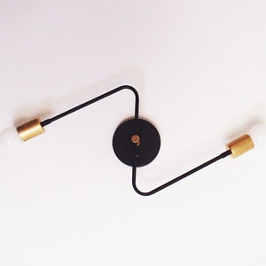 Modern Wall Sconce - Twin Arm - Lighting Bolt - Minimalist - Contemporary - Atomic - Hallway - Dining Room - Living Room - UL Listed